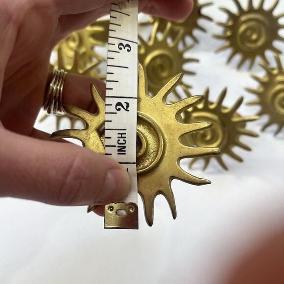 Celestial Sun Swirl Vintage Brass Napkin Rings, Set of 8 Gold Tone Goddess Solar - Picture 6 of 10